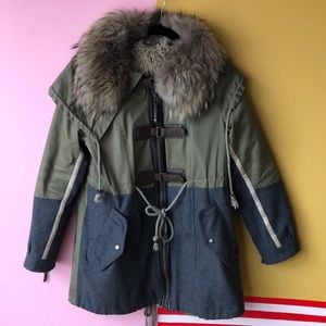 Petite Anorak Jacket with Fur Trim